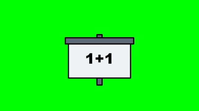 Simple animation of a whiteboard with 11 equation on green screen.