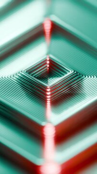 Vibrant Metallic Ridges Merge Inward To Craft Balanced Triangular Pyramid With Reflective Shine