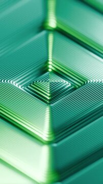 Vibrant Metallic Ridges Merge Inward To Craft Balanced Triangular Pyramid With Reflective Shine