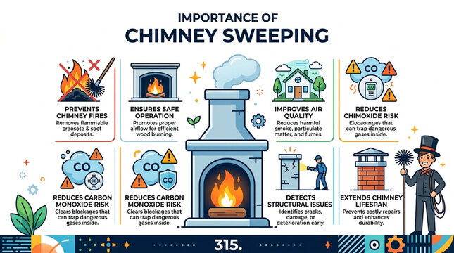 Importance of Chimney Sweeping Infographic for Home Maintenance and Fire Safety