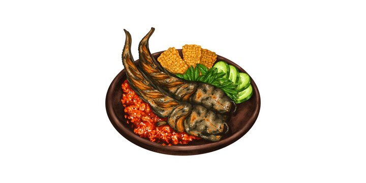Banner Menu Warung Pecel Lele Scrapbook Putih Cokelat - 3