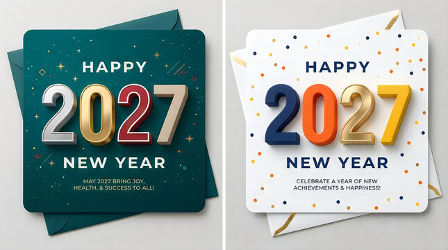 Happy new year 2027 greeting cards festive designs for celebrations