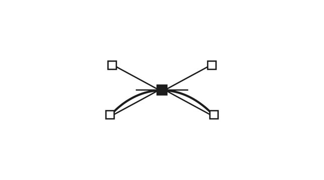 Vector graphic showing a single anchor point with four directional handles.