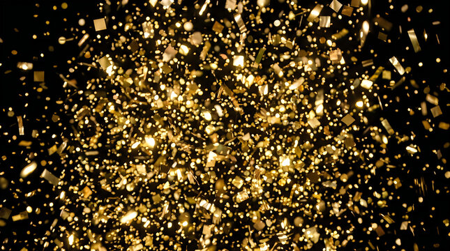 Golden confetti burst a celebration of luxury and joyful moments