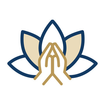 Lotus Flower with Praying Hands Center Vector Icon