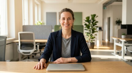 Obraz premium Professional woman working in modern office environment.