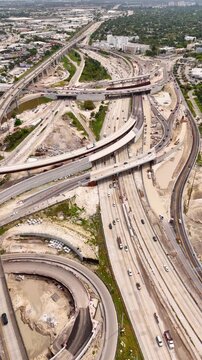 Golden Glades Interchange. GGI project 2026 expansion redesign. aerial vertical drone video