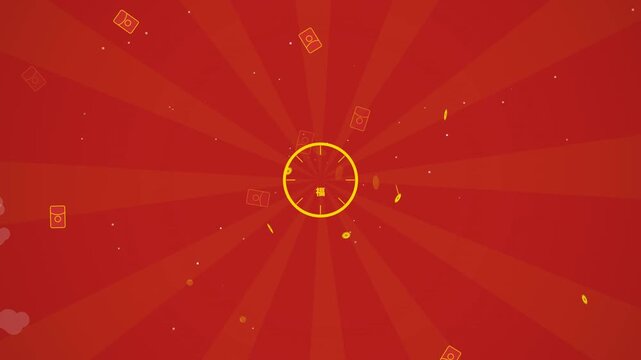 Chinese New Year festive background with red envelopes and coins