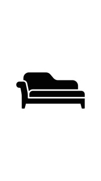 Minimalist black icon of a comfortable chaise lounge sofa.