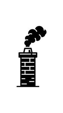 Black silhouette icon of a smoking brick chimney stack.