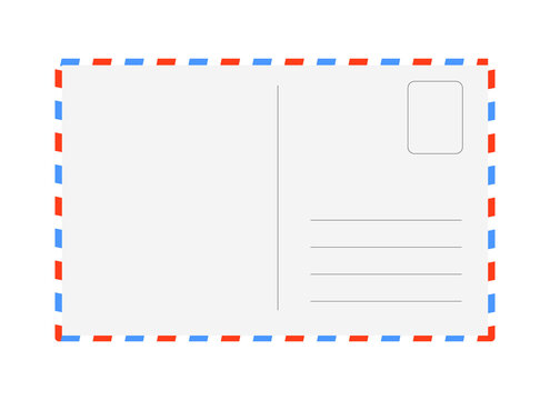 Air Mail Postcard Template with Red Blue Border