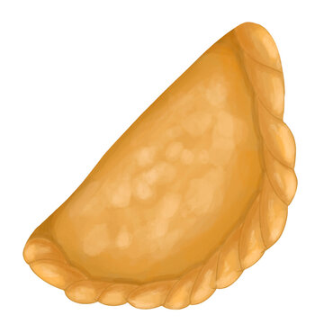 Hand drawn Indonesian fried pastel pastry empanada, traditional savory snack vector illustration element isolated background 