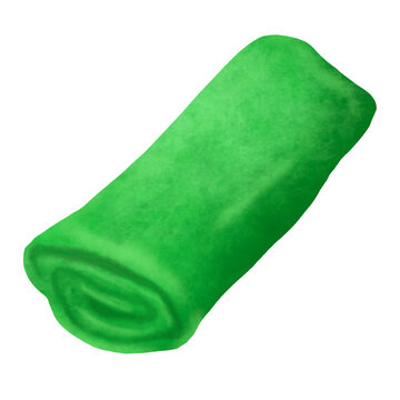 Hand drawn Indonesian dadar gulung green pandan rolled crepe filled with sweet coconut, traditional dessert illustration element isolated background 
