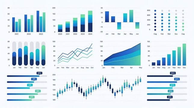 Collection of business and financial charts and graphs