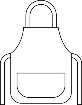 Kitchen apron line drawing for coloring and cooking education.