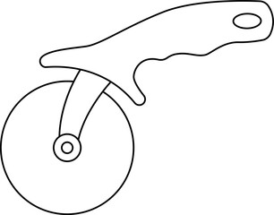 Pizza cutter line drawing for coloring and cooking education.
