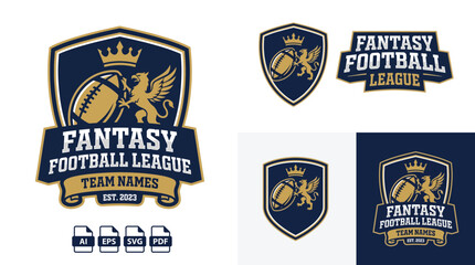 Obraz premium Fantasy Football League Logo Vector Template Design