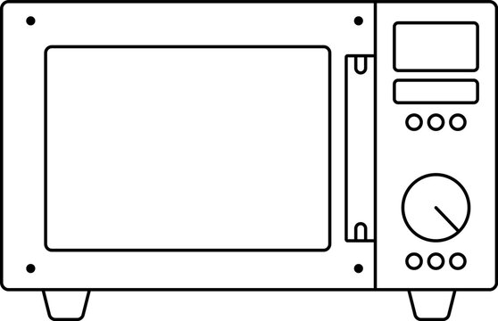 Microwave oven line drawing for coloring and kitchen education.