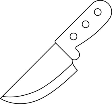 Kitchen knife line drawing for coloring and cooking education.
