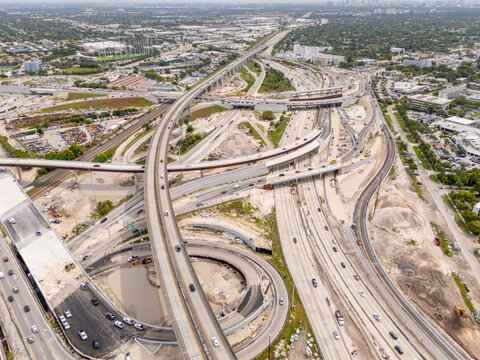 Miami aerials. Golden Glades Interchange construction