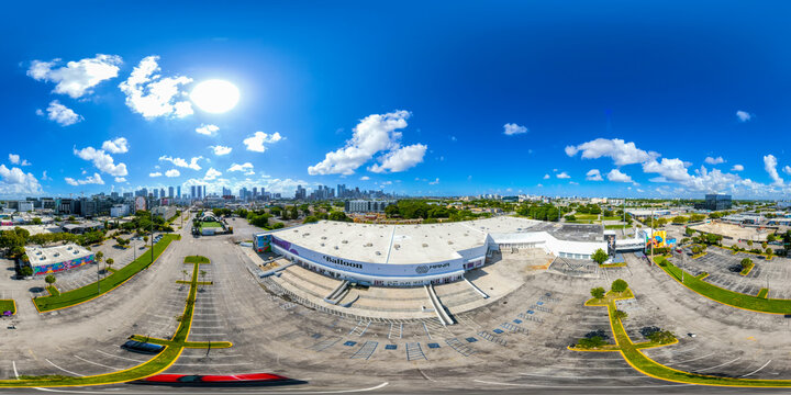 Aerial 360 VR photo of art galleries at Mana Wynwood Balloon Museum