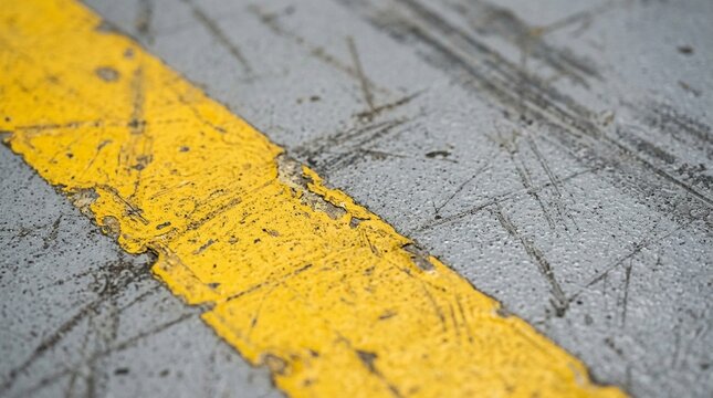 Supply room floor markings showing painted lane divider lines, macro detail &ndash; warehouse floor markings, safety lane divider lines, industrial flooring system