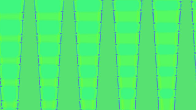Abstract seamless pattern with vertical wavy lines and geometric shapes in shades of green and blue