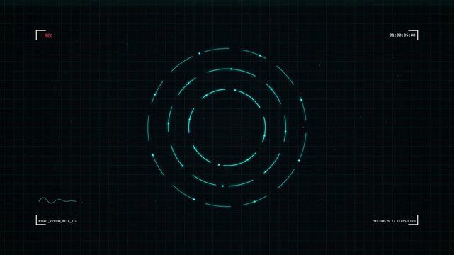 digital sonar display with radar pulses and grid pattern in blue and dark teal, abstract technology background