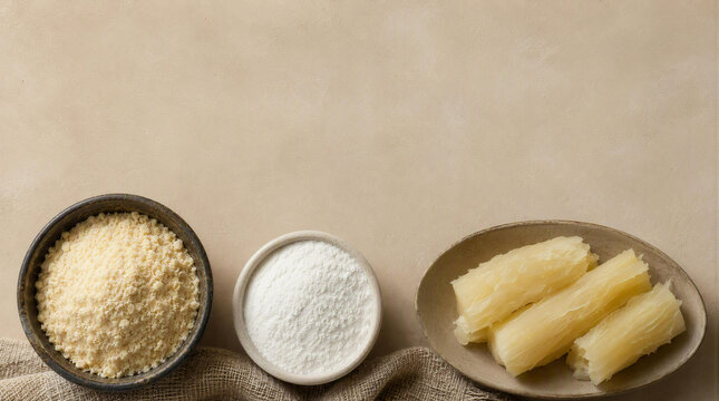 Cassava Flour and Cooked Cassava Root Ingredients for Cooking