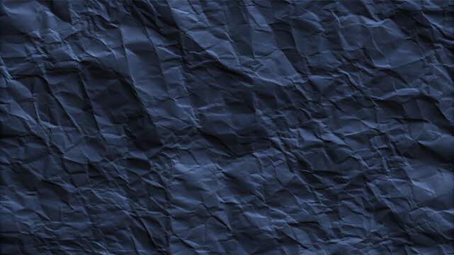 Abstract black crumpled paper texture with deep folds and rough surface, dark grunge background for posters, branding, packaging, overlays and creative design.