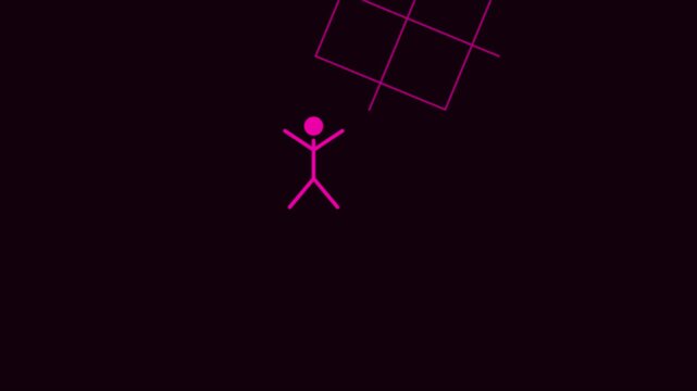 Minimalist stick figure animation with geometric grid overlay for motion 4k motion geometric
