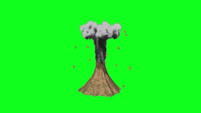Volcano Eruption Green Screen Animation