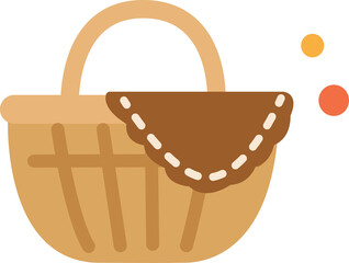 Picnic wicker basket with dark cloth