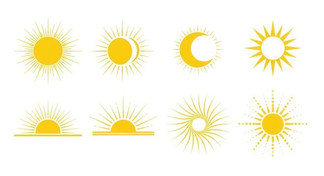 Set of sun icons, vector illustration