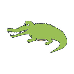 Obraz premium Cute Crocodile. Green Alligator isolated on Transparent background. Great for Reptile Lover, Amphibian Lover, Prints, Kids Projects