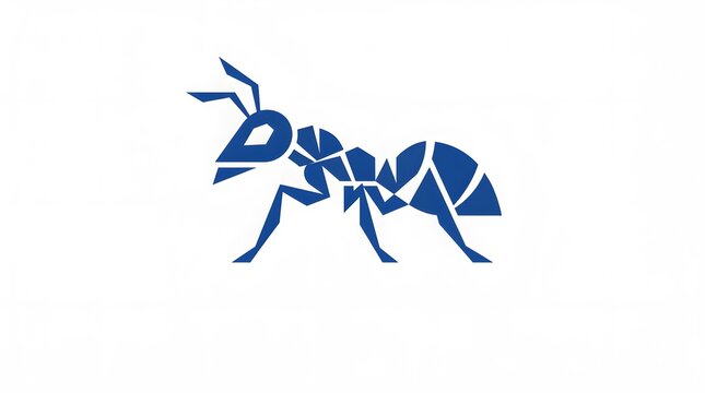 Geometric stylized blue ant vector illustration isolated on white background