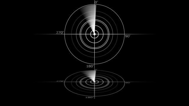 Digital radar screen interface scanning motion with and isometric view sonar