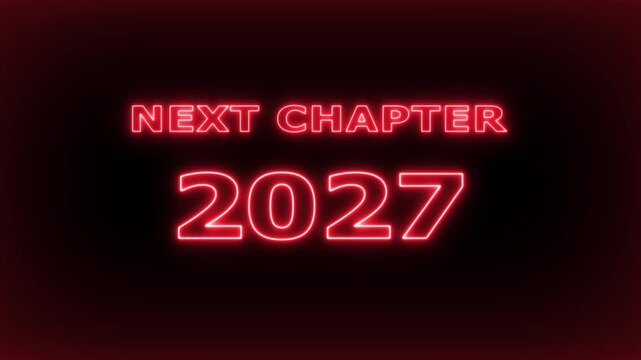 Next chapter 2027 neon sign motion futuristic new year countdown and motivational concept for business growth and future planning