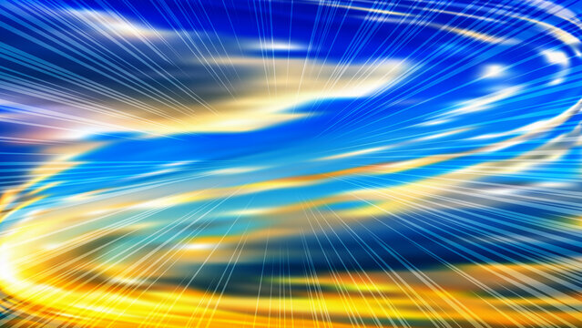 Abstract speed motion background with blue and yellow light rays