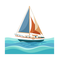 Fototapeta premium Sailing Yacht Illustration Isolated on Transparent Background - Nautical Adventure and Leisure