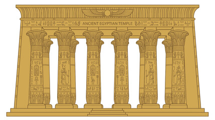 Fototapeta premium Ancient Egyptian Temple Facade with Hieroglyphs