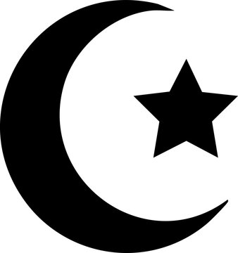 Crescent star islam moon vector icon