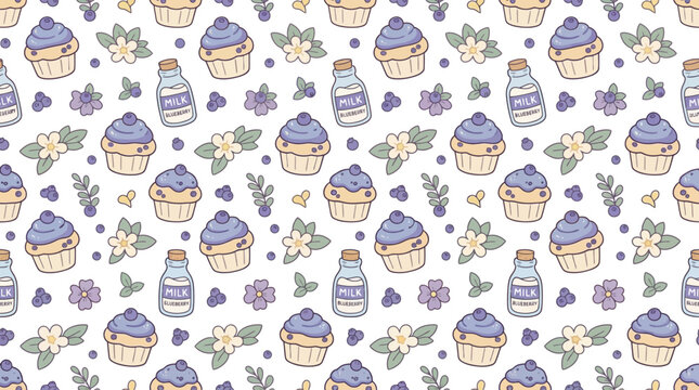 Cute Cupcakes and Milk Pattern
