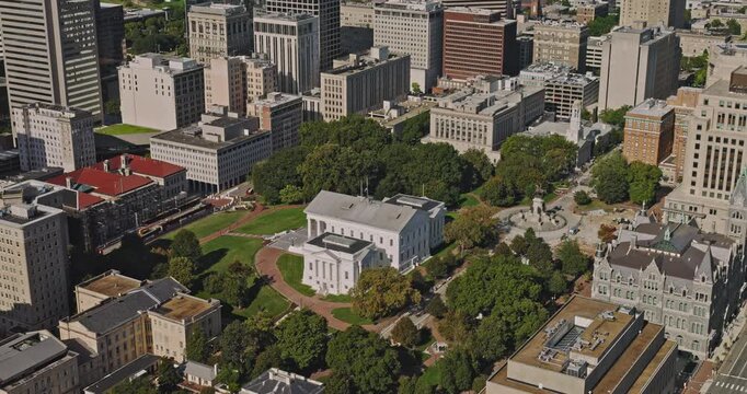 Richmond Virginia Aerial v85 low birdseye flyover around the Capitol Building, Biotech and MCV districts in downtown Richmond - Shot with Inspire 3 8k - Sept 30th 2023