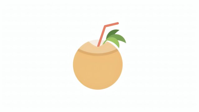 Minimalist vector illustration featuring a refreshing tropical coconut drink concept design with displays minimalist flat