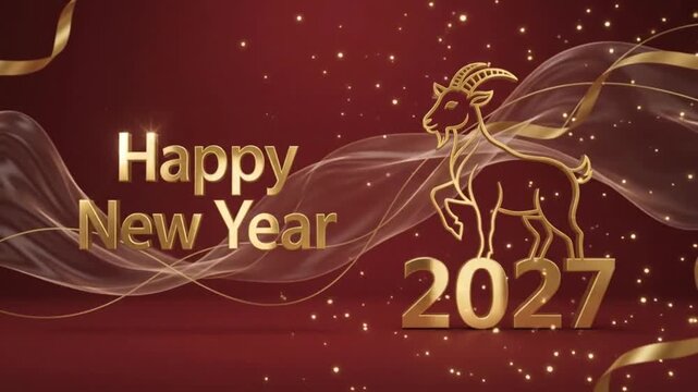 Happy Chinese New Year 2027 With Golden Goat