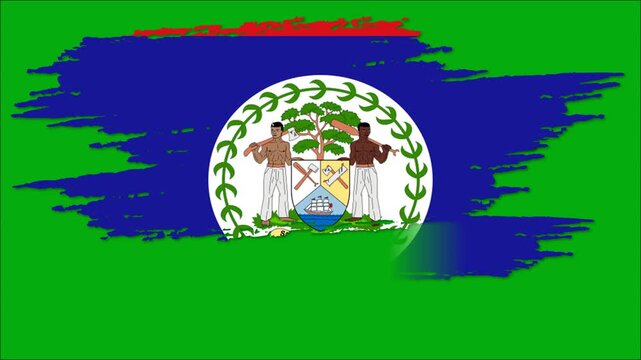 Belize Flag Brush Stroke Animation, Belizean National Flag Paint Effect, Blue Red White Patriotic Background 4K