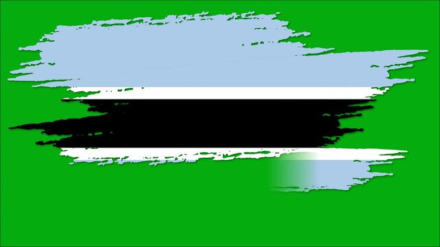 Botswana Flag Brush Stroke Animation, Botswana National Flag Paint Effect, Blue Black White Patriotic Background 4K