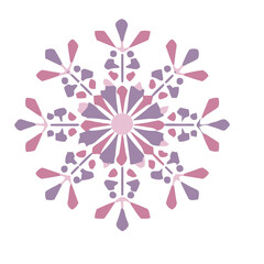 Fototapeta premium Snowflake illustration in purple and pink