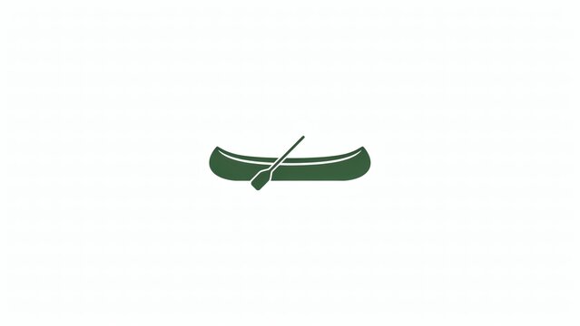 Simple green canoe and paddle icon on white background with minimalist flat vector vector graphic paddle clean